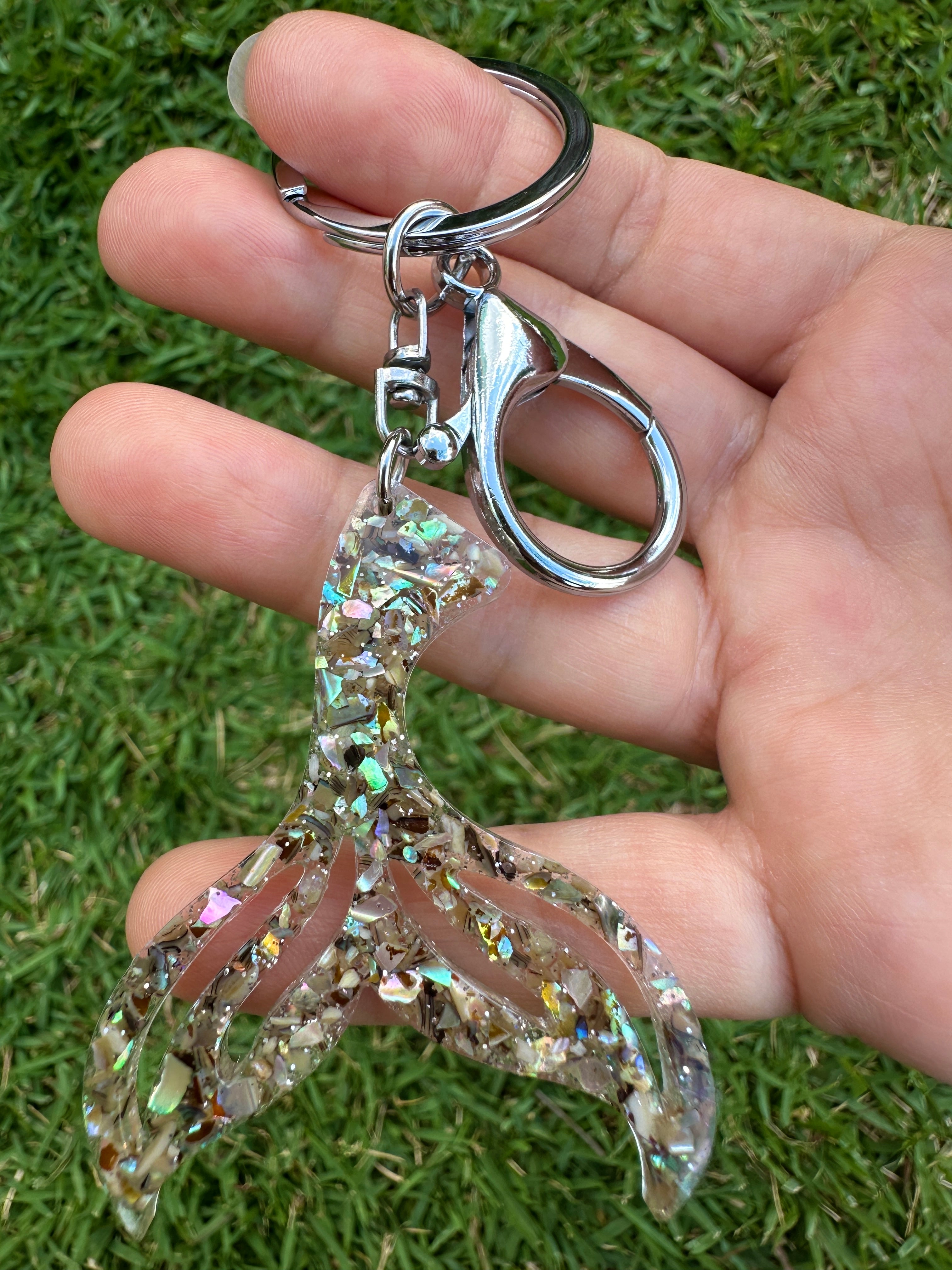 Mermaid Tail Resin Keychain - Choose from Sunrise, Moonrise, or Abalone