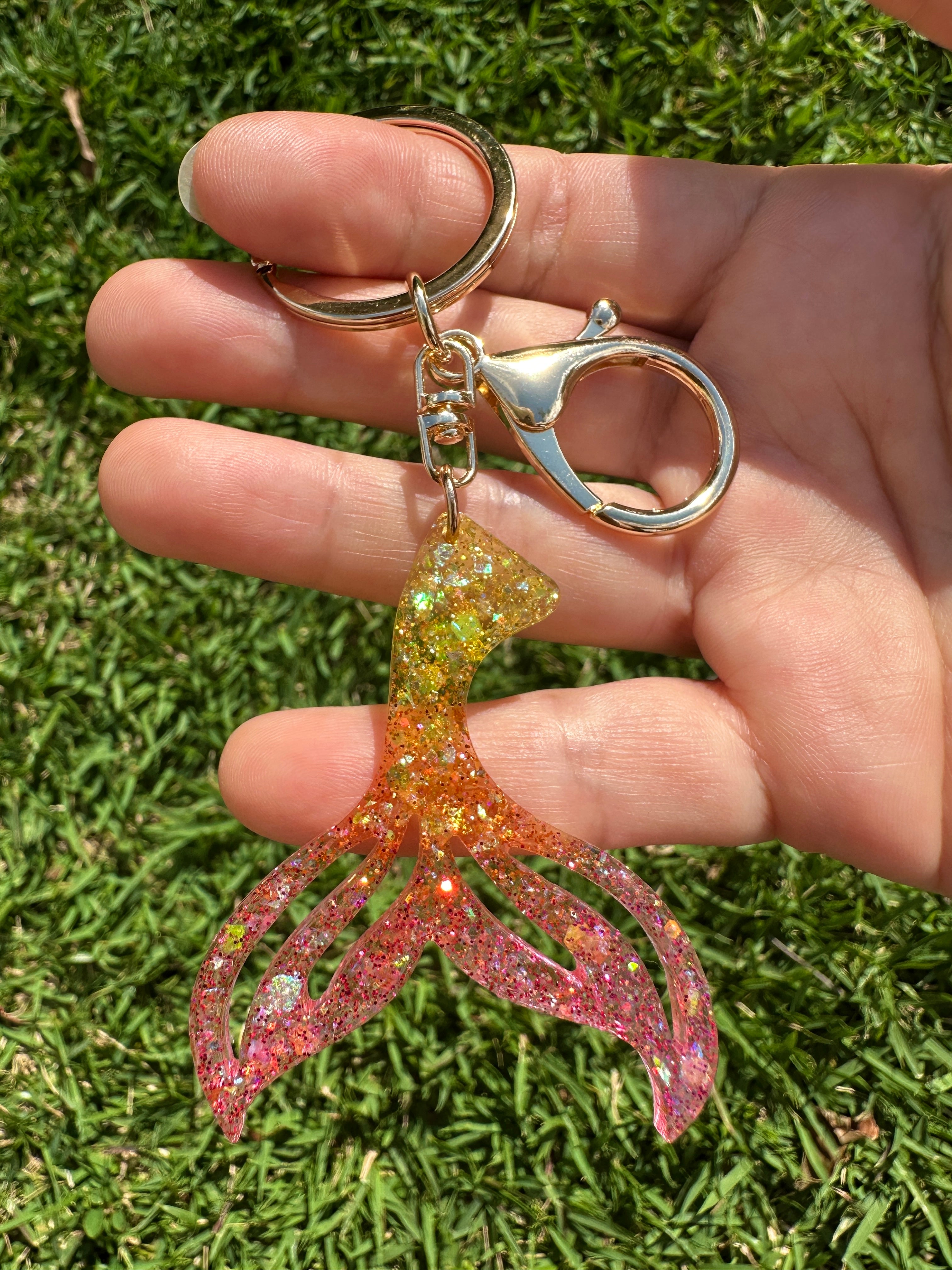 Mermaid Tail Resin Keychain - Choose from Sunrise, Moonrise, or Abalone