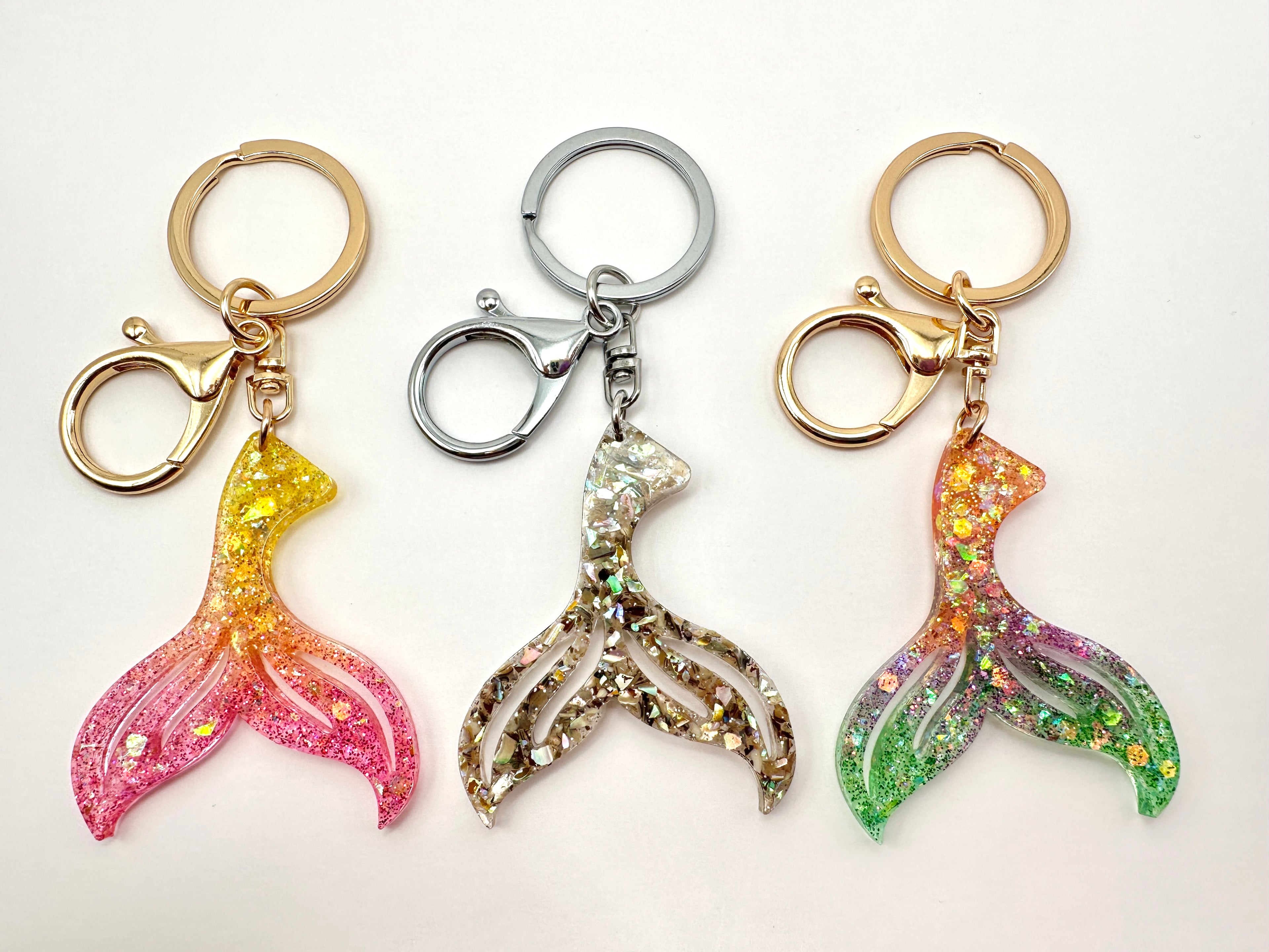 Mermaid Tail Resin Keychain - Choose from Sunrise, Moonrise, or Abalone