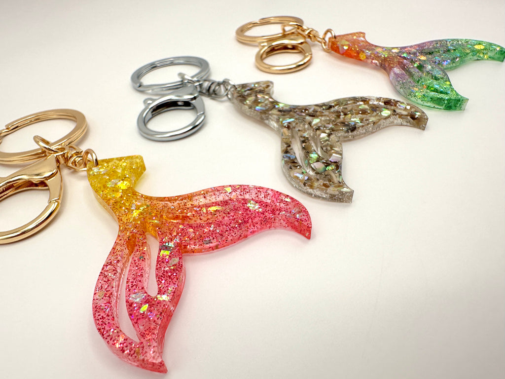 Mermaid Tail Resin Keychain - Choose from Sunrise, Moonrise, or Abalone