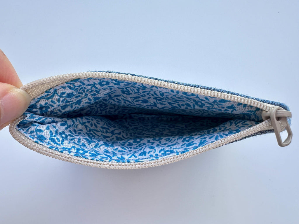 Sparkling Rhinestone Encrusted Small Blue Jean Coin Purse