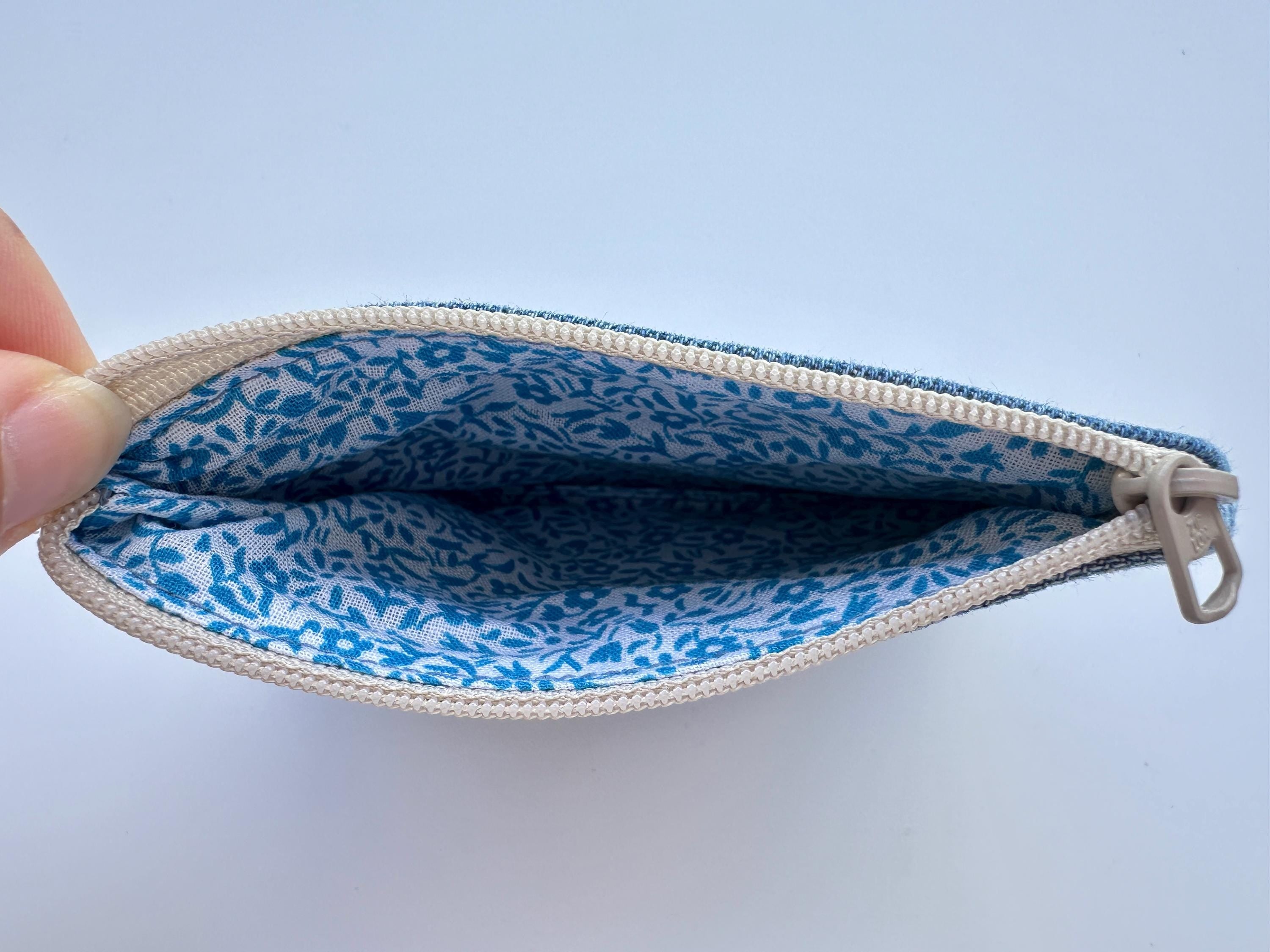 Sparkling Rhinestone Encrusted Small Blue Jean Coin Purse