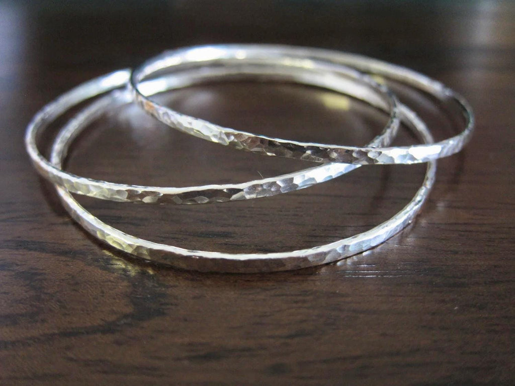 Single 12 Gauge Hammered Stacking Bangle / Choose from 14K Gold Filled or Sterling Silver
