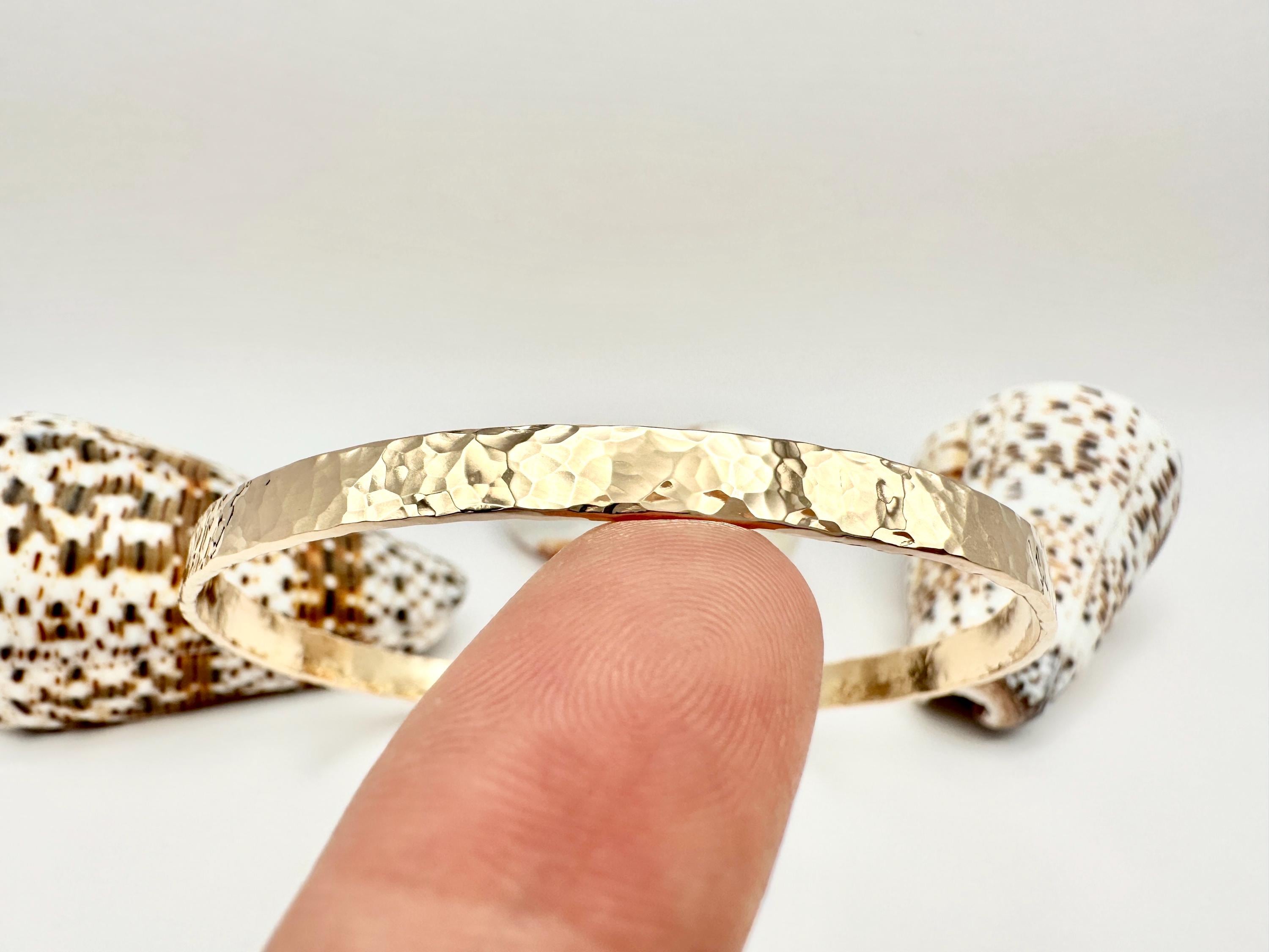 Single 14K Gold Filled Thick Hammered Stacking Bangle 5mm Wide