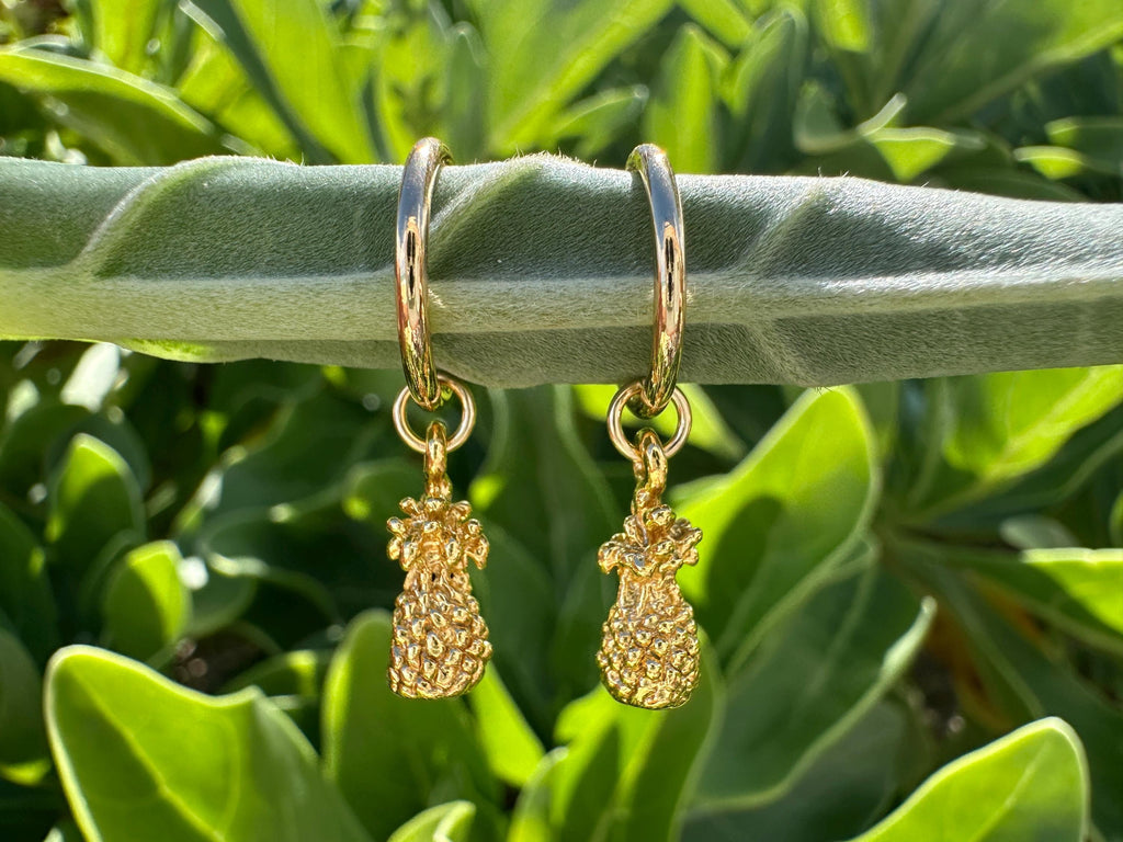 Pineapple Charm 18K Gold Filled Hoop Earrings