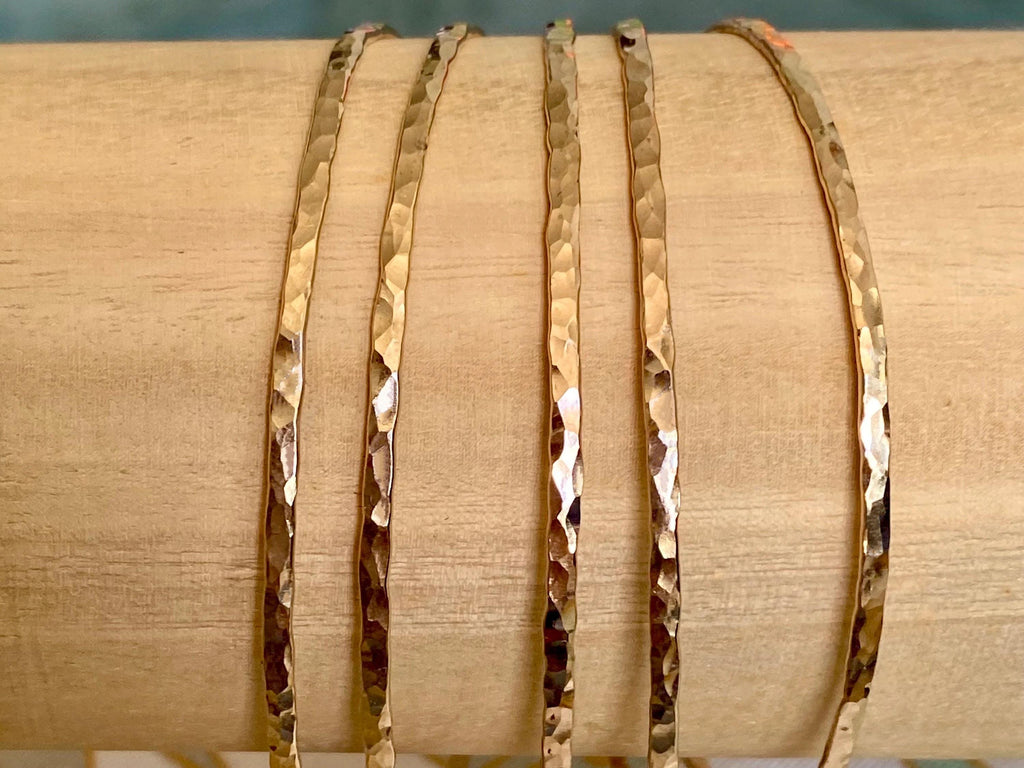 Single 12 Gauge Hammered Stacking Bangle / Choose from 14K Gold Filled or Sterling Silver