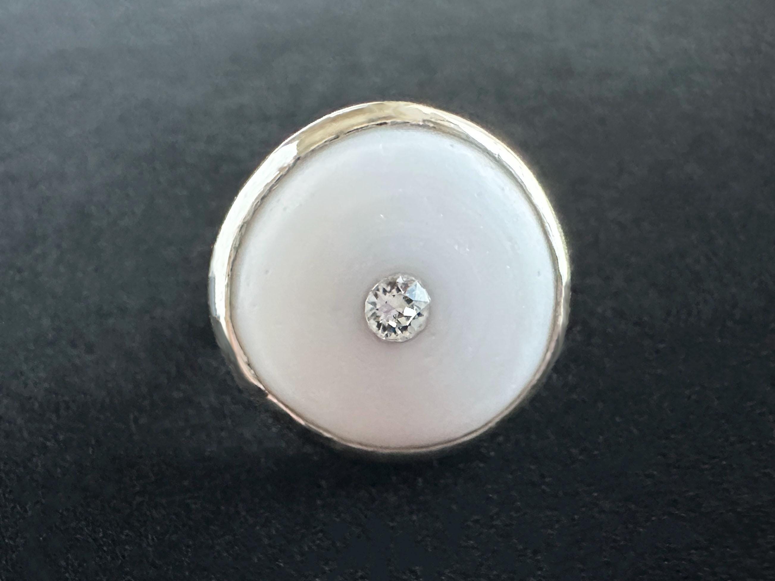 Hawaiian Puka Shell with Swarovski Crystal Sterling Silver Bezel Set Ring
