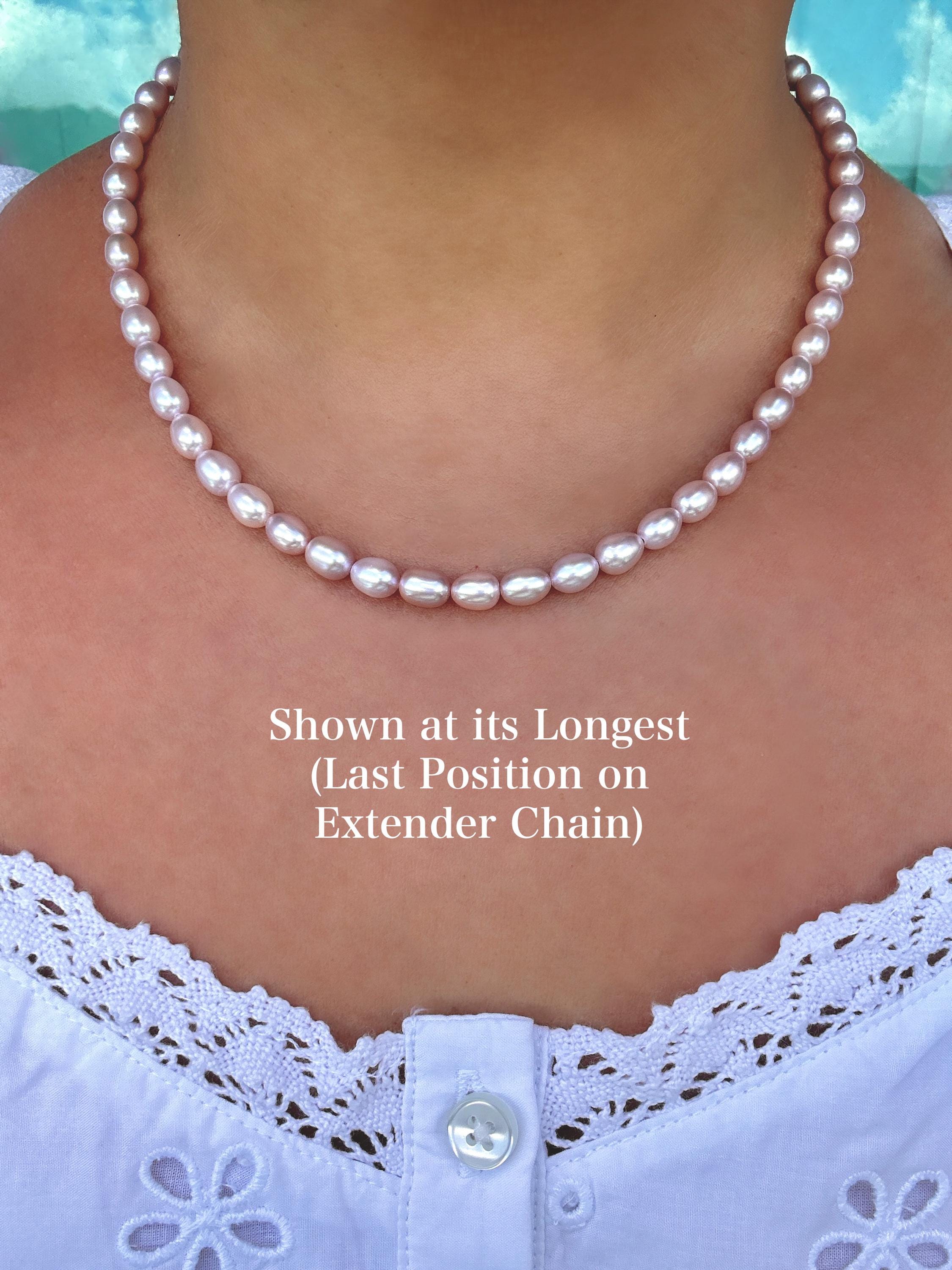 Purple/Pink Freshwater Pearl Choker Necklace with Adjustable Extender Chain