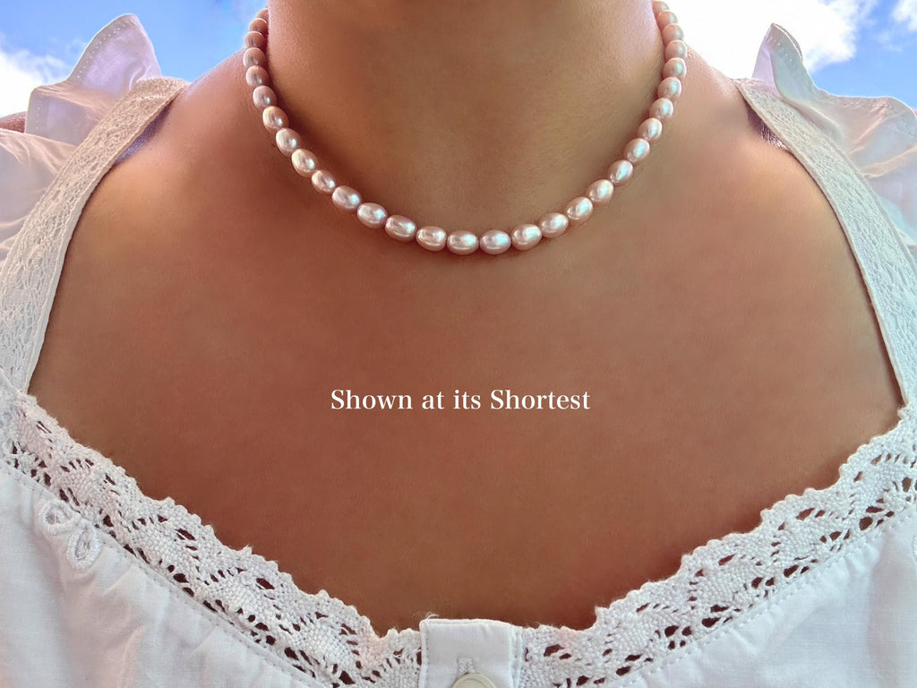 Purple/Pink Freshwater Pearl Choker Necklace with Adjustable Extender Chain
