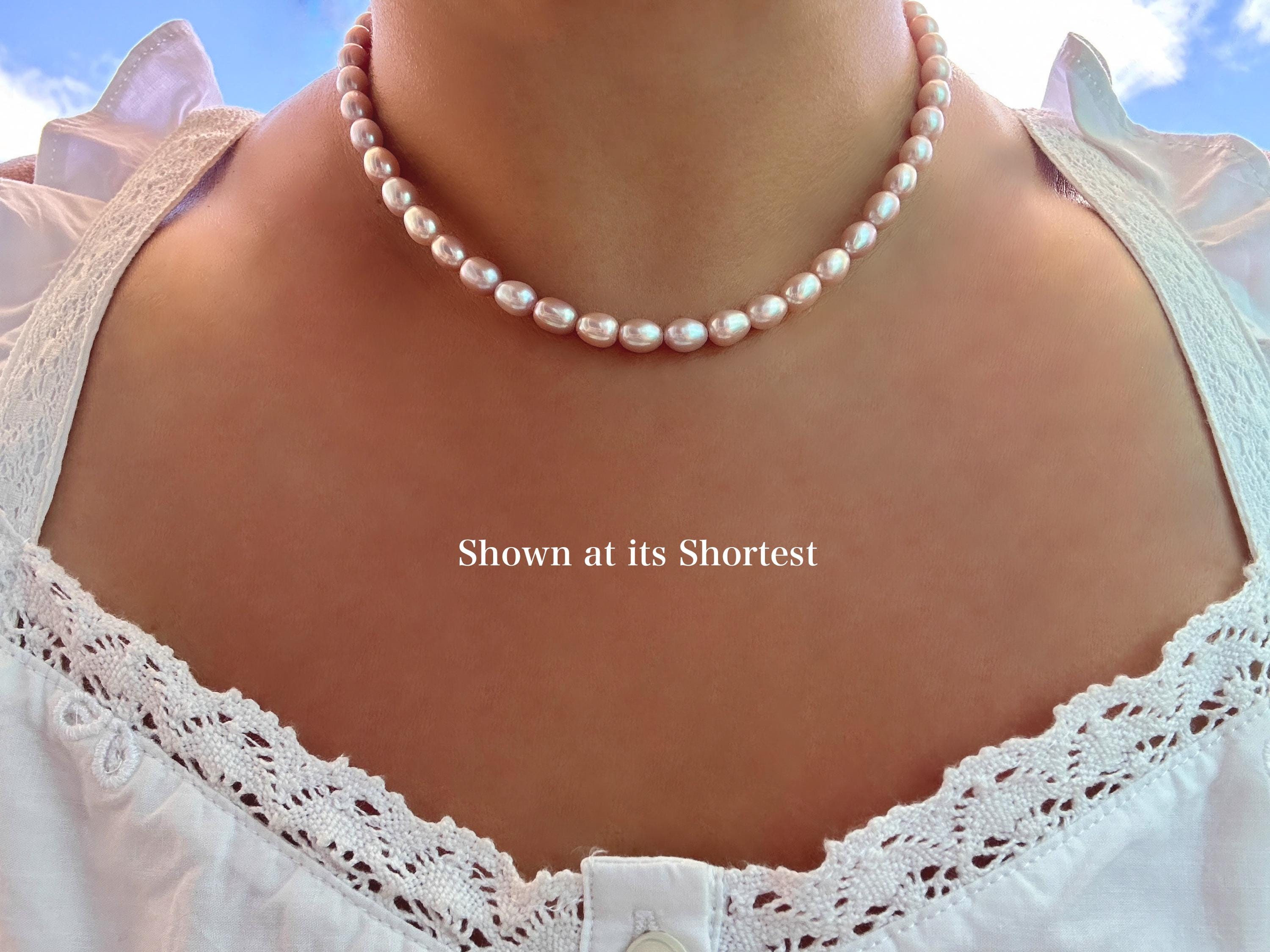 Purple/Pink Freshwater Pearl Choker Necklace with Adjustable Extender Chain