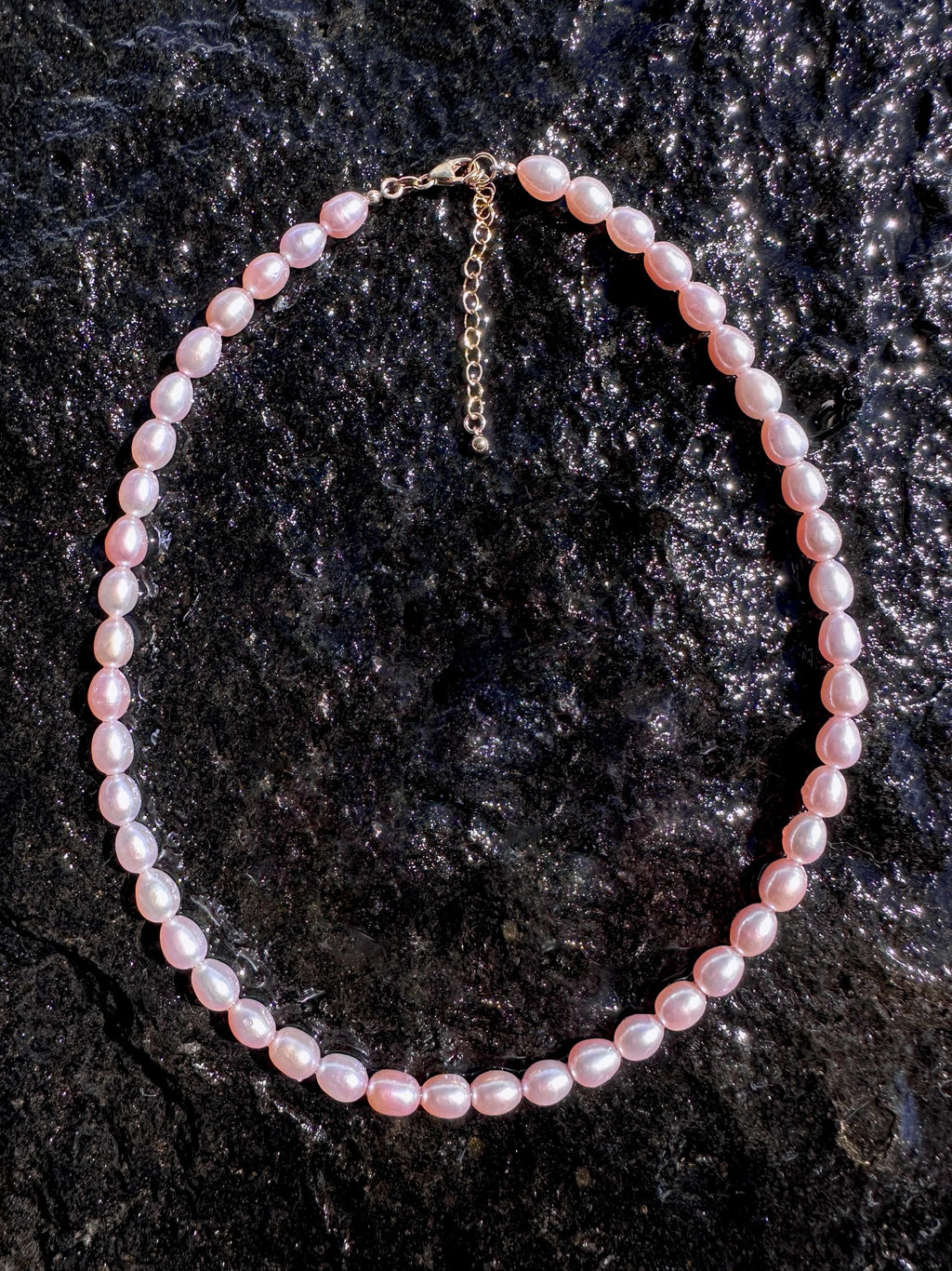 Purple/Pink Freshwater Pearl Choker Necklace with Adjustable Extender Chain