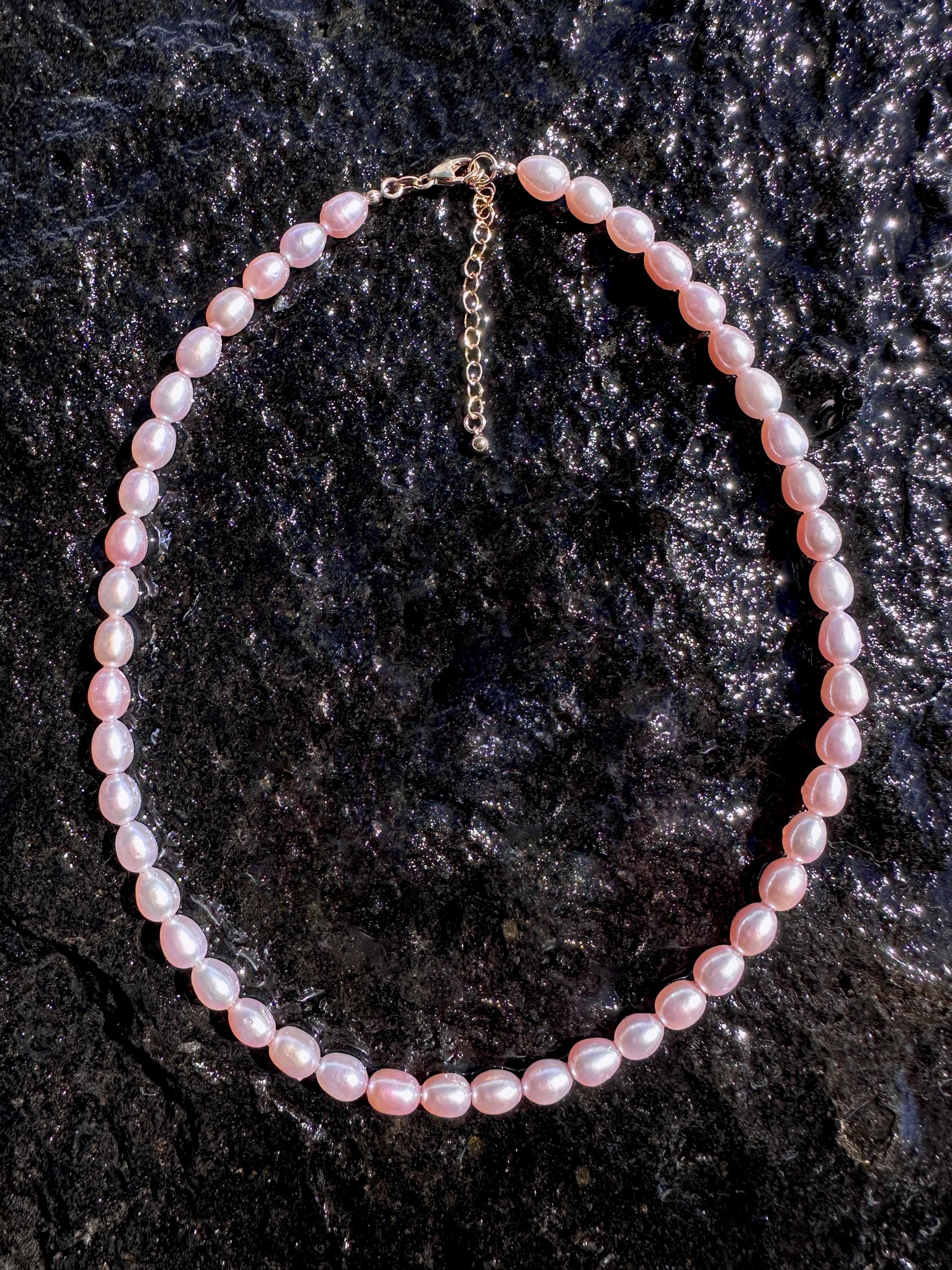 Purple/Pink Freshwater Pearl Choker Necklace with Adjustable Extender Chain