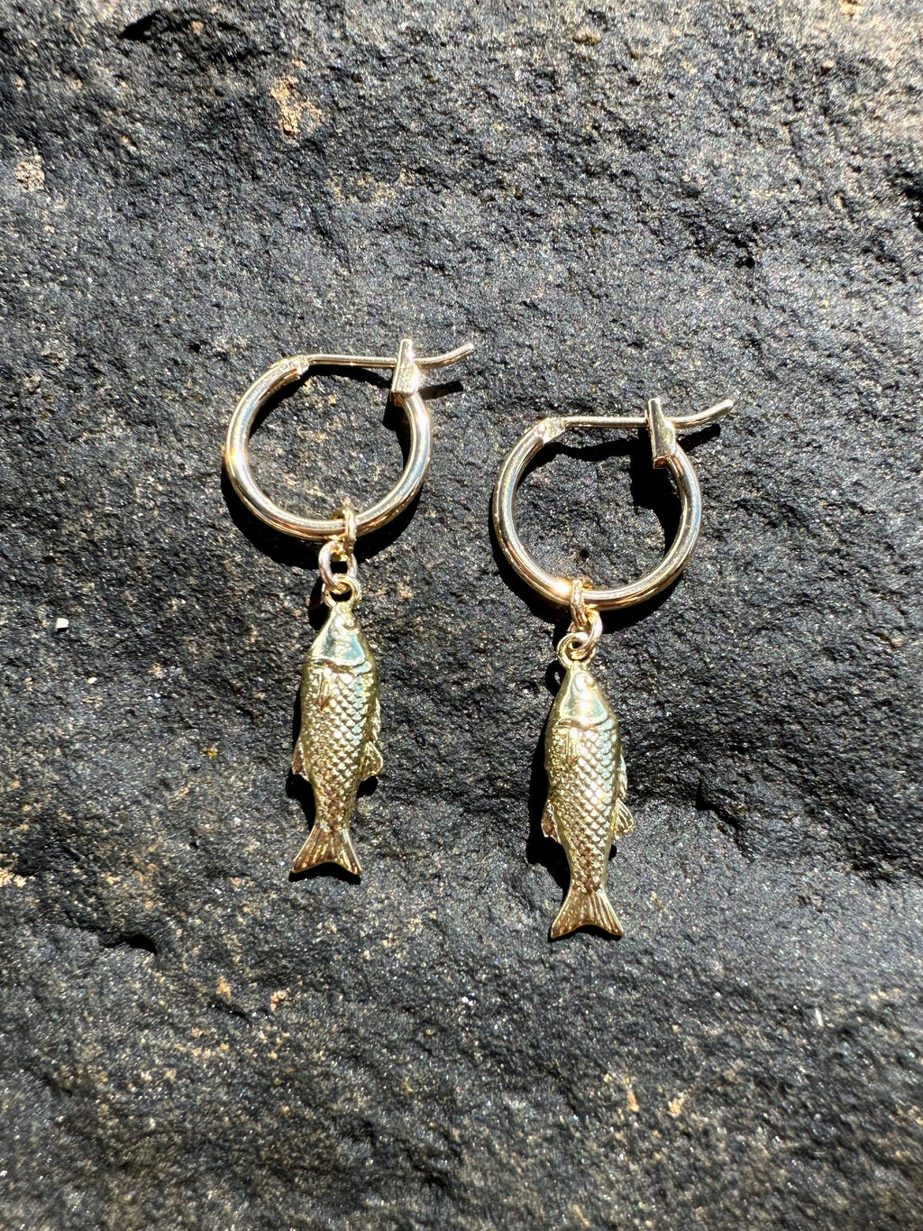 Fish Charm 18K Gold Filled Hoop Earrings