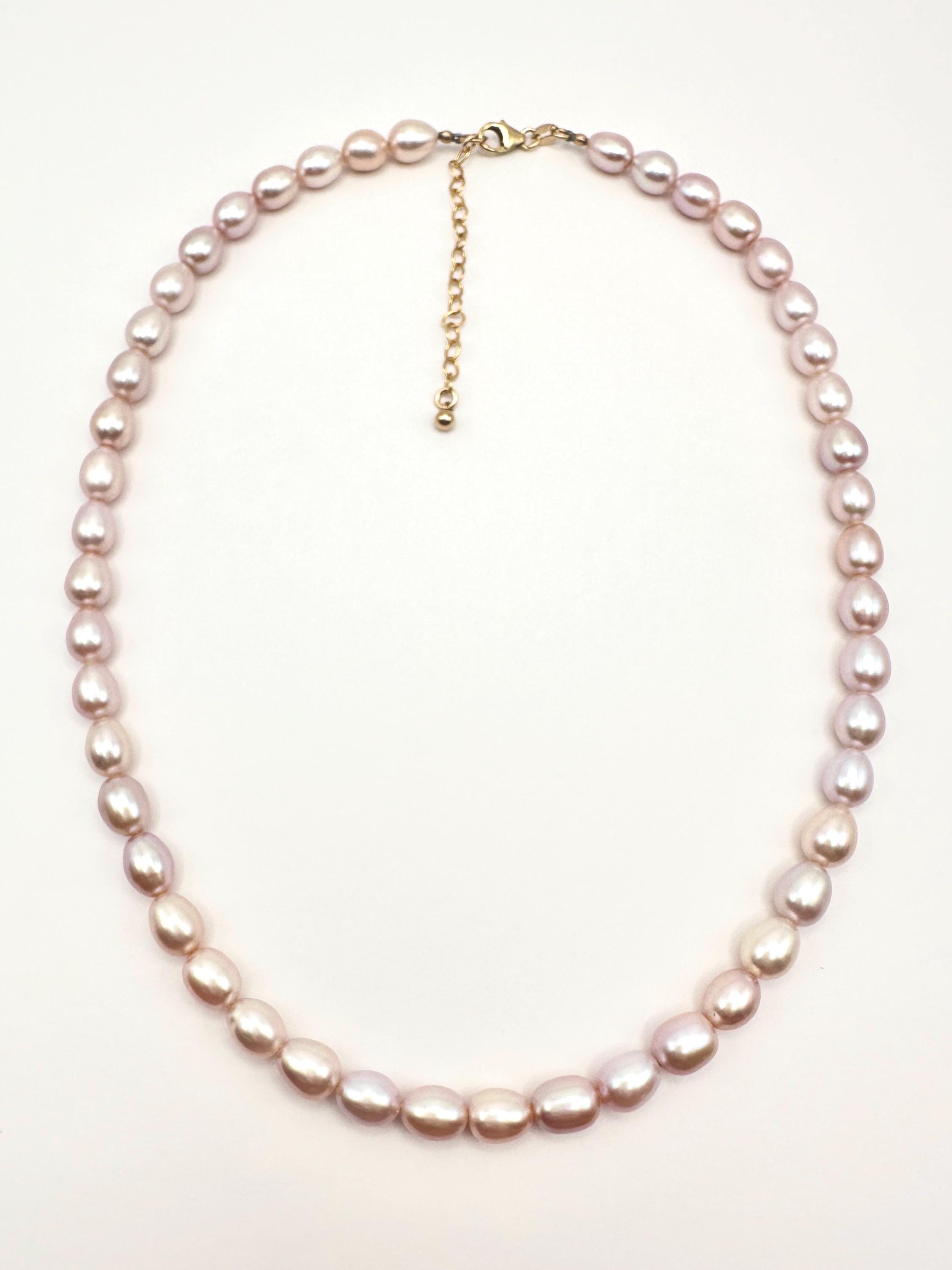 Purple/Pink Freshwater Pearl Choker Necklace with Adjustable Extender Chain