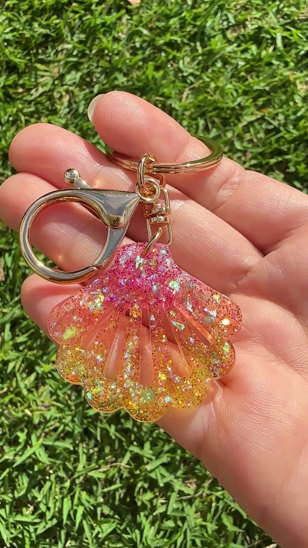 Seashell Resin Keychain - Choose from Sunrise, Moonrise, or Abalone