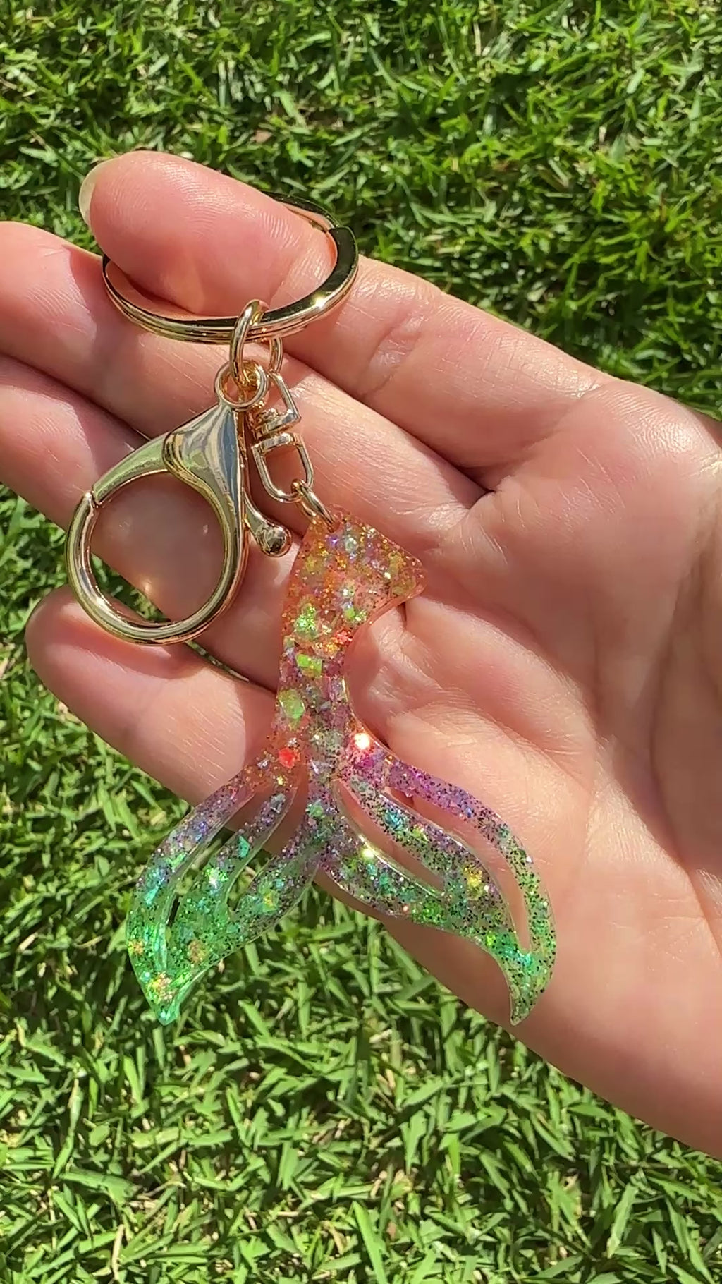 Mermaid Tail Resin Keychain - Choose from Sunrise, Moonrise, or Abalone