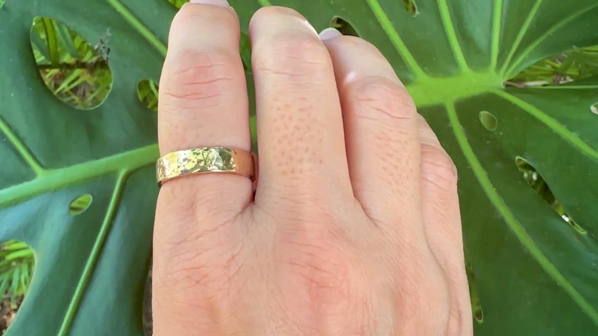 Thick Hammered 14K Gold Filled Ring 5mm Wide Band